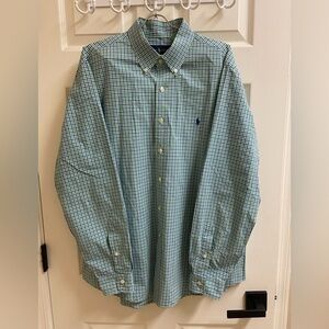 Ralph Lauren Green & Blue Gingham Check Men’s Button-Down Shirt